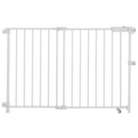 Baby Gate, 29.5-43 Inches Adjustable Width, 28 Inches High Dog Gate, No Threshold Bar, Easy Step Walk Thru, for Child Pet Security, with Screws