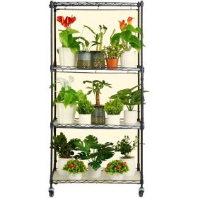 VEVOR Plant Stand with Grow Light, 4-Tier Plant Shelf with 45W Full Spectrum Grow Light, 3 Mode Plant Light with Timer and Wheel for Seed Startin