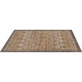 Large Area Rug 6 x 9 ft Anti-Skid Tear-Resistant Floor Mat Vintage Brown Green