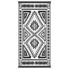 Reversible Outdoor Rug, Waterproof Plastic Straw With Carry Bag, 9 X 18, Black & White Square Patchwork
