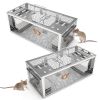 2Pack 11.81x5.63x4.45In 2-Door Humane Rat Trap Automatic Continuous Mouse Trap Reusable Galvanized Iron Live Animal Cage