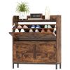 Shoe Cabinet Organizer With 2 Flip Drawers, Legs, Narrow Shoe Storage Cabinet For Entryway, Hallway, Rustic Brown