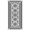 Reversible Outdoor Rug, Waterproof Plastic Straw With Carry Bag, 9 X 18, Black & White Rhombus Patchwork