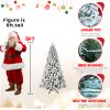 5ft 6ft 8ft 9ft Pre-Lit Flocked Christmas Tree Hinged Artificial Xmas Trees Premium PVC Branches With Lights